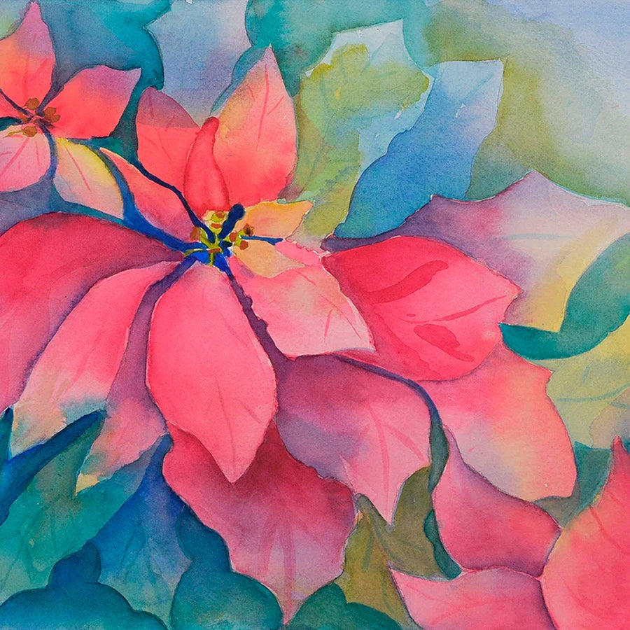 Poinsettias Watercolor, Nov, 12, 2022