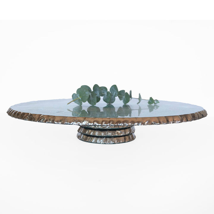 Glass Pedestal Cake Stands, Platinum Rim