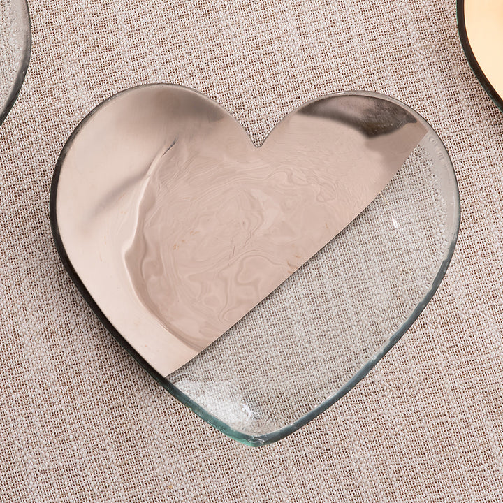 Annieglass glass heart plate with platinum