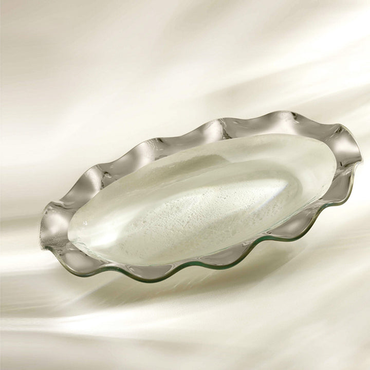 Glass Trays Ruffled Platinum Band