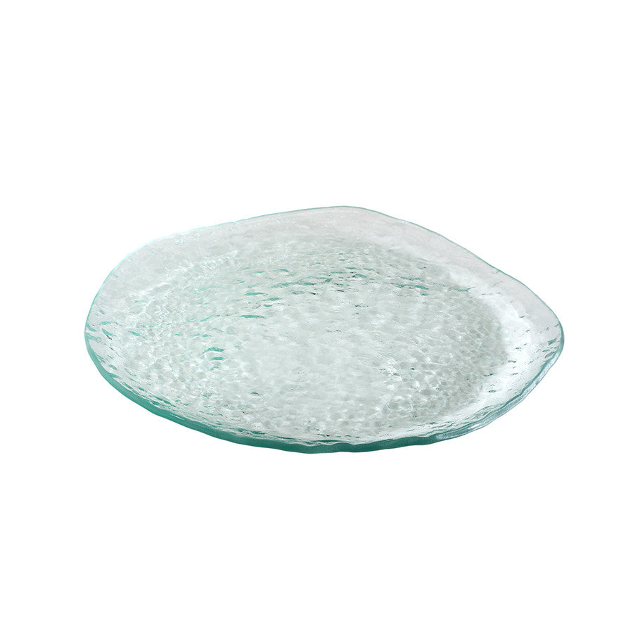 salt dinner plate clear glass grainy texture